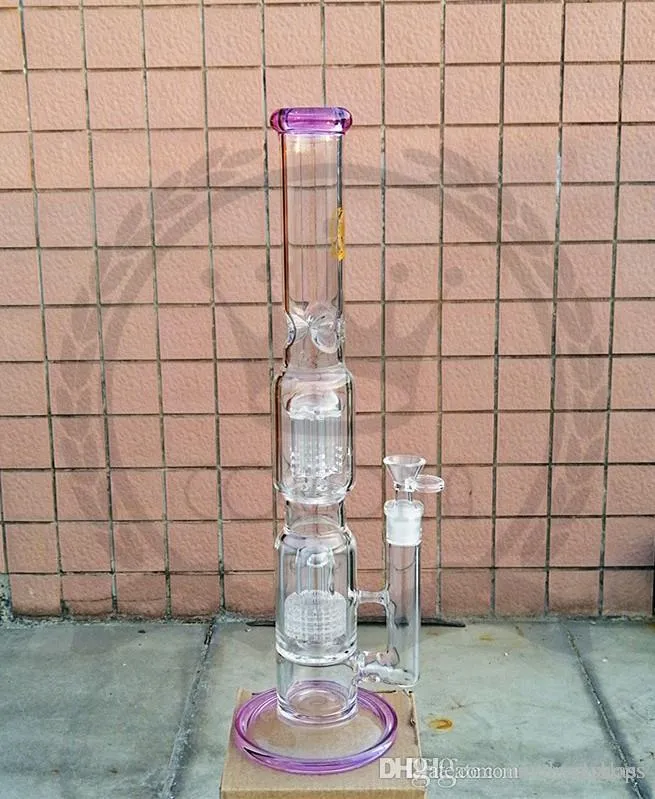 16 -calowa prosta rurka Hakah Bong Glass Duże podwójne grzybowe drzewo Perc Color Rig Water Rura