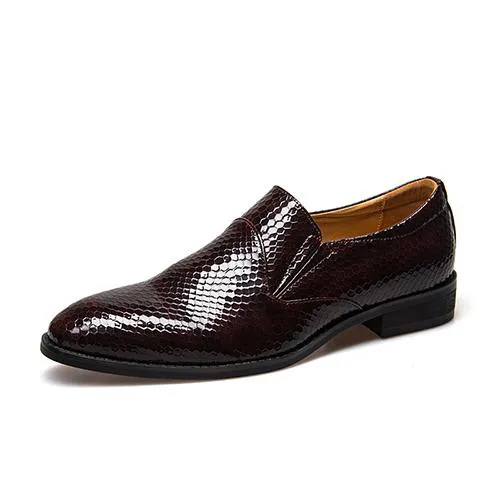 Snake Lederen Mannen Oxford Schoenen Mannelijke Metaal Rooond tenen Slip op Paty Schoen Lace Up Casual Business Men Puntschoenen Mannen Huwelijk