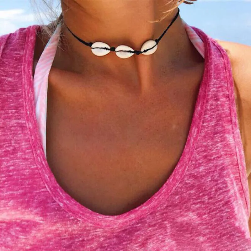 Vsco Puka Shell Colliers pour Vsco Girl Coquillages Naturels Style Hawaïen Seashell Chokers À La Mode Bohème Colliers En Gros