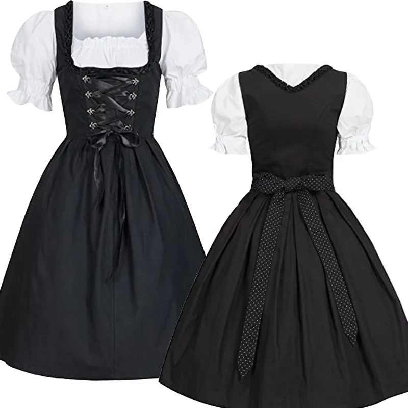 Kostymtillbehör XXXXXL XXXXL Plus Storlek Kvinnors Tyska Dirndl Klänning Traditionell Bayern Ölflicka Oktoberfest kostymer för Halloween bil