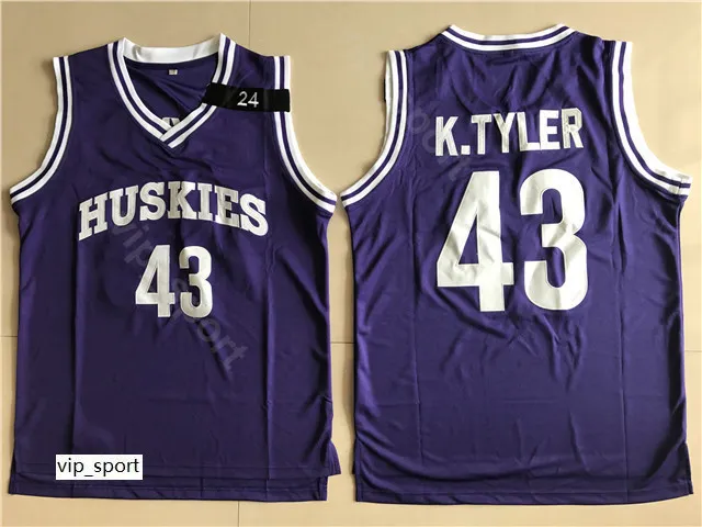 Kenny Tyler 43 Huskies Basketball Jersey Marlon Wayans The 6th Man Movie Replica Purple Men s