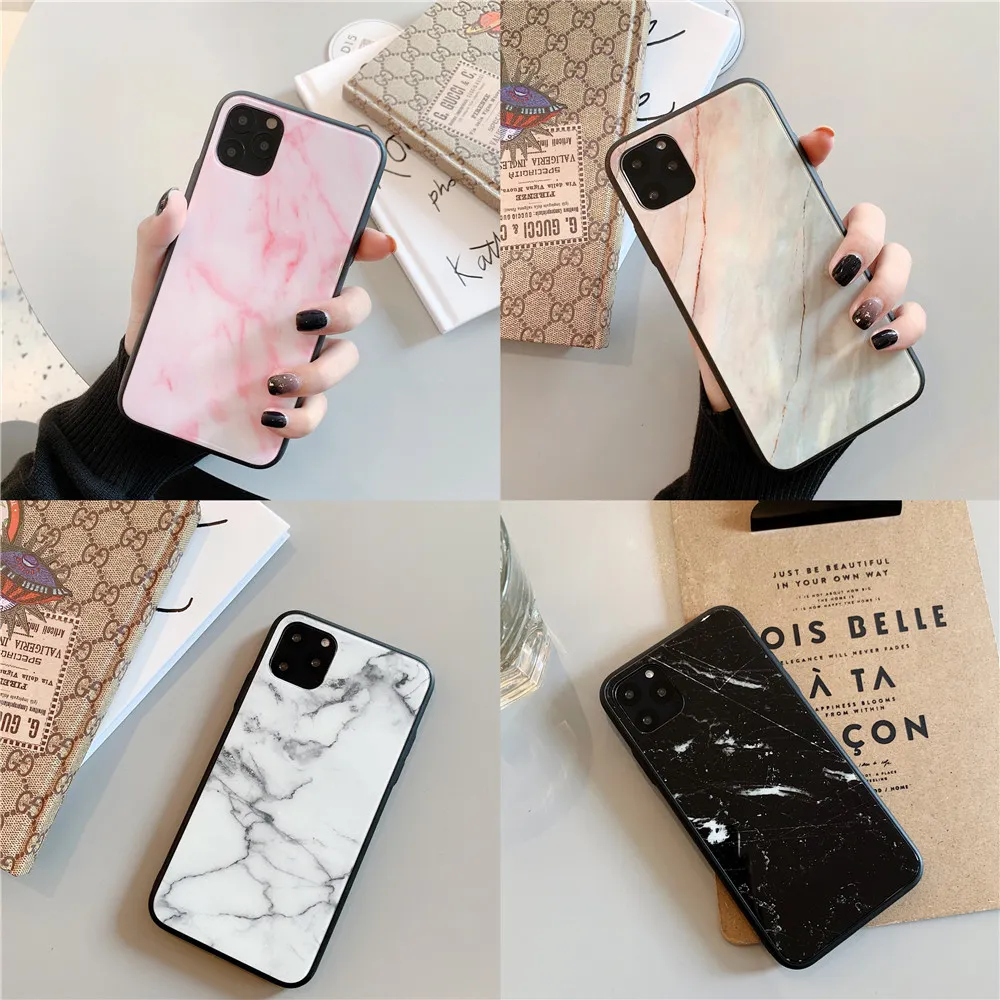 Nieuw luxe ontwerp marmerglas telefoonhoesje voor iPhone 14 13 12 11 Pro XS Max XR x 8 7 6s 6 plus mode getemperd Glass Coque Back Cover