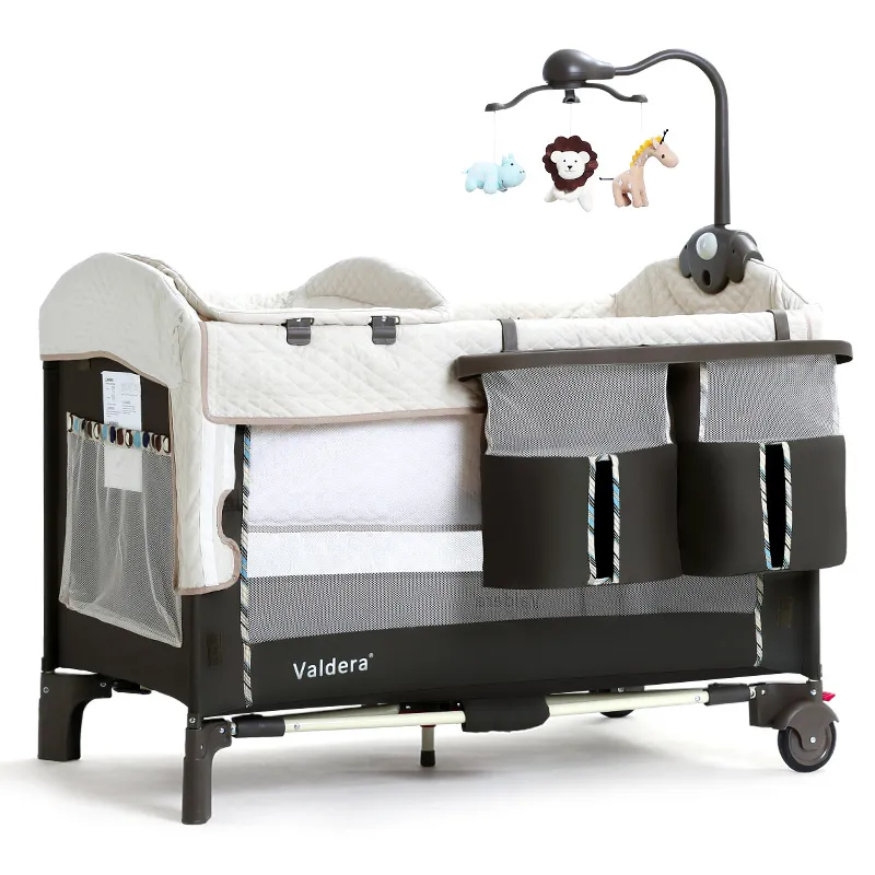 Valdera Portable Folding Butt Cot Multifunction Baby Bed Splicing Big Bed Newborn Cradle