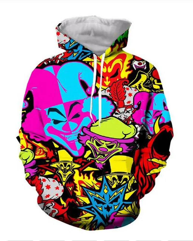 Ny mode harajuku stil 3d utskrift hoodies galen clown posse män kvinnor höst och vinter tröja hoodies coats xb010