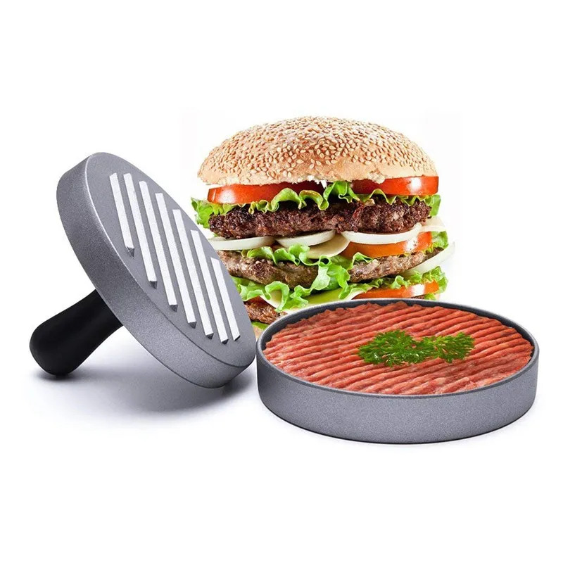 Prensa de carne para hamburguesas Prensa de hamburguesas de aluminio - Máquina para hacer hamburguesas antiadherente de alta resistencia para hamburguesas rellenas Fiesta de Halloween Parrilla para barbacoa y Essen