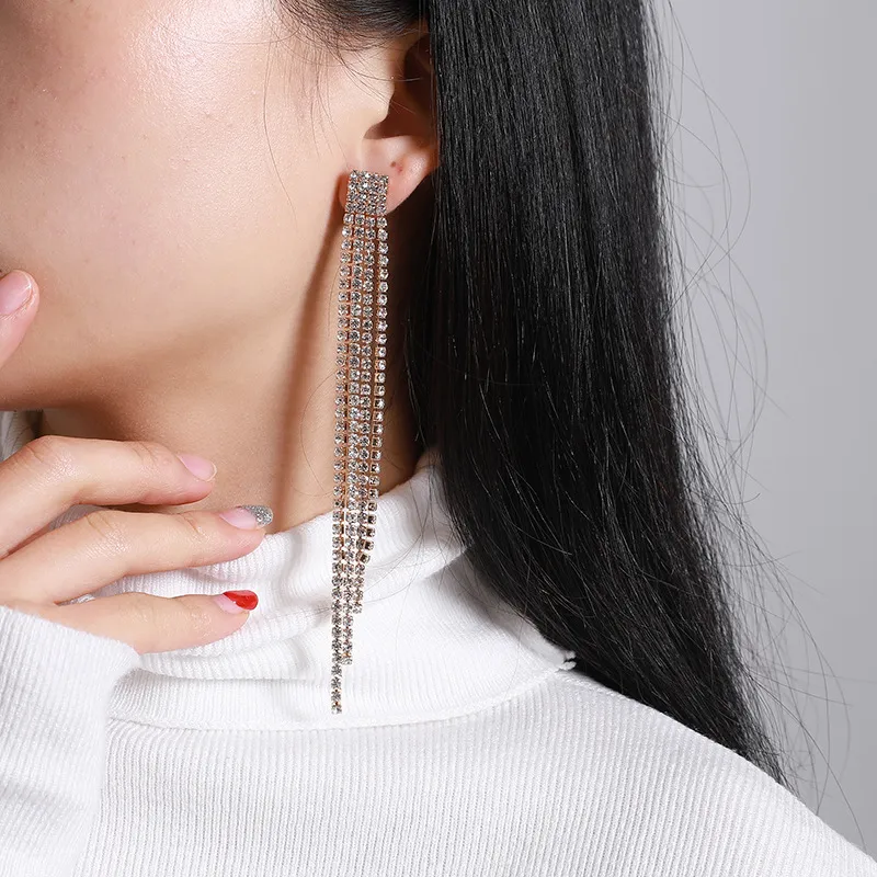 Diamante tassel earrings sales