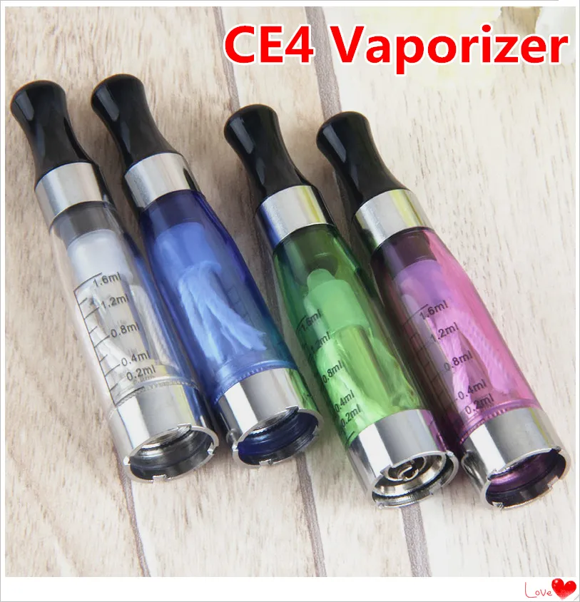 MOQ 5st CE4 Atomizer 1,6ml 2,4ohm 8 Färger Clearomizer vape penna Ingen läckande tank för Ego t EVOD Twist Vision Vaporizer Cartridge
