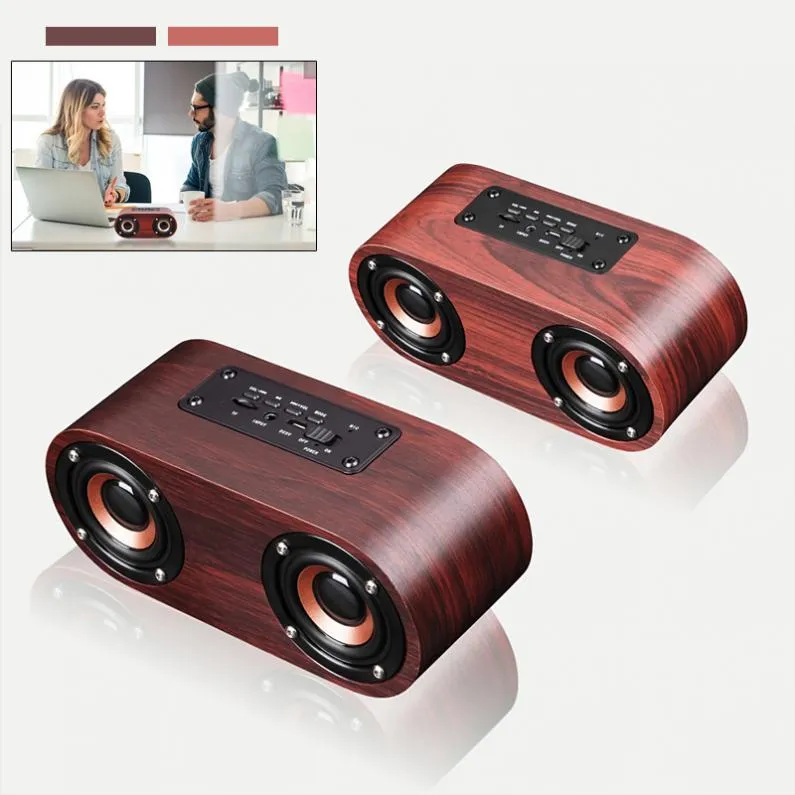 Podwójny Horn 4.2 Bluetooth Bezprzewodowe głośniki obsługujące połączenie kablowe Aux i odtwarzanie kart TF dla smartfona / tabletu PC / MP3 Wooden Q8