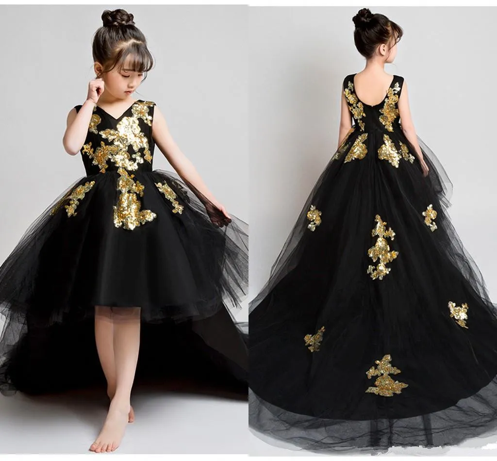  Vestidos para niñas, vestido brillante para niña, vestidos para  niñas para ocasiones especiales, Negro - : Ropa, Zapatos y Joyería