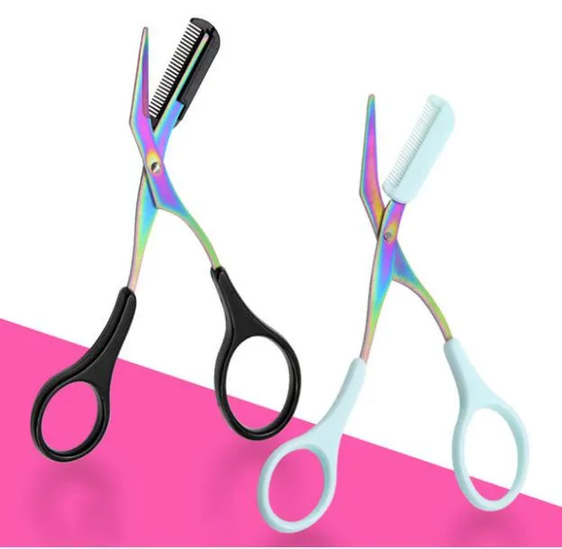 Eyebrow trimming stainless steel beauty belt eyebrow trimming scissors beauty makeup color titanium makeup tool dhl free shipping