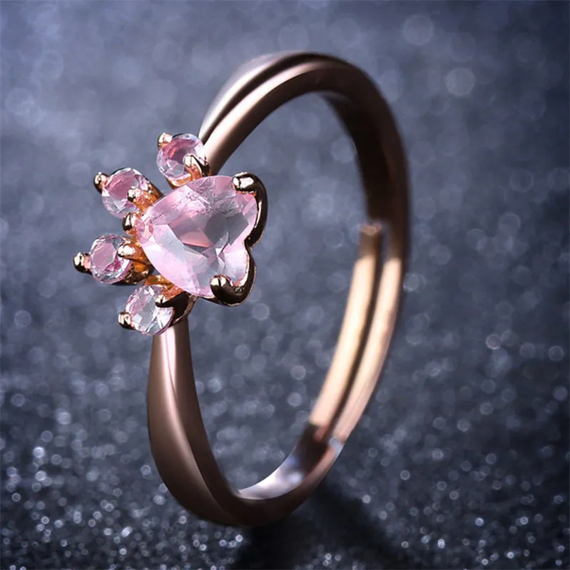 Cat Ring Gold Stainless Steel | Dog Paw Ring Stainless Steel | Dog Paw Ring  Rose Gold - Rings - Aliexpress