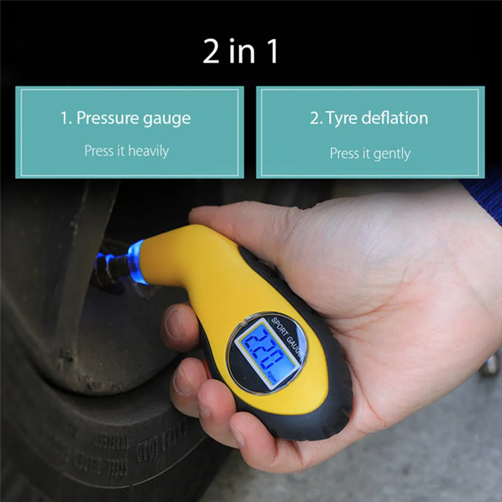 السيارات قياس اختبار شاشات الكريستال السائل الرقمية الإطارات الإطارات قياس الضغط متر مقياس مقاييس أداة تشخيص السيارات دراجة نارية