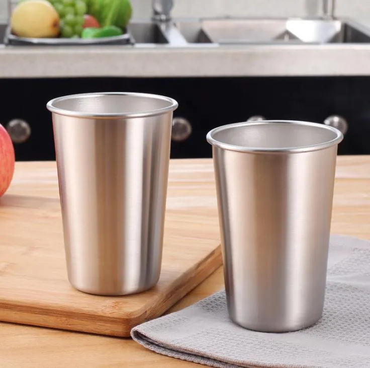 500ML Stainless Steel Cups 16oz Pint Glasses Metal Cups Hand Beer Cup Drinking Accessories Free Shipping SN2719