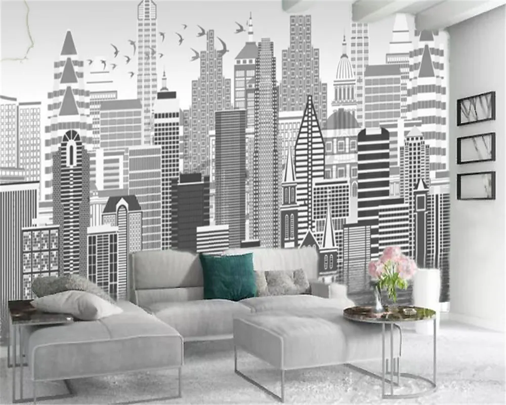 3d Modern Wallpaper Simple Retro City High-rise Building Living Room Bedroom TV Background Wall Silk Wallpaper