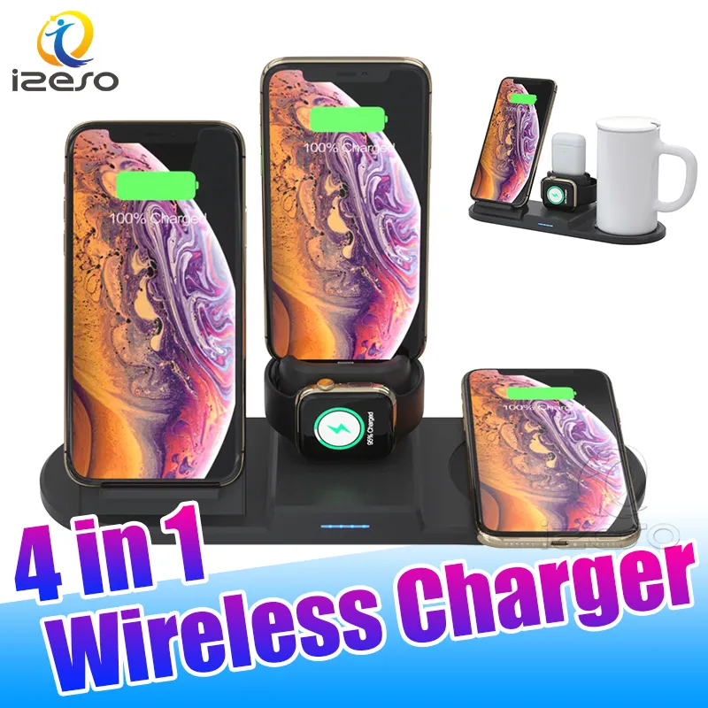 Station de chargeur sans fil rapide 15W Station de charge multifonctionnelle pour téléphone portable pour Huawei P30 Pro Apple Watch 2 3 4 5 avec tasse izeso