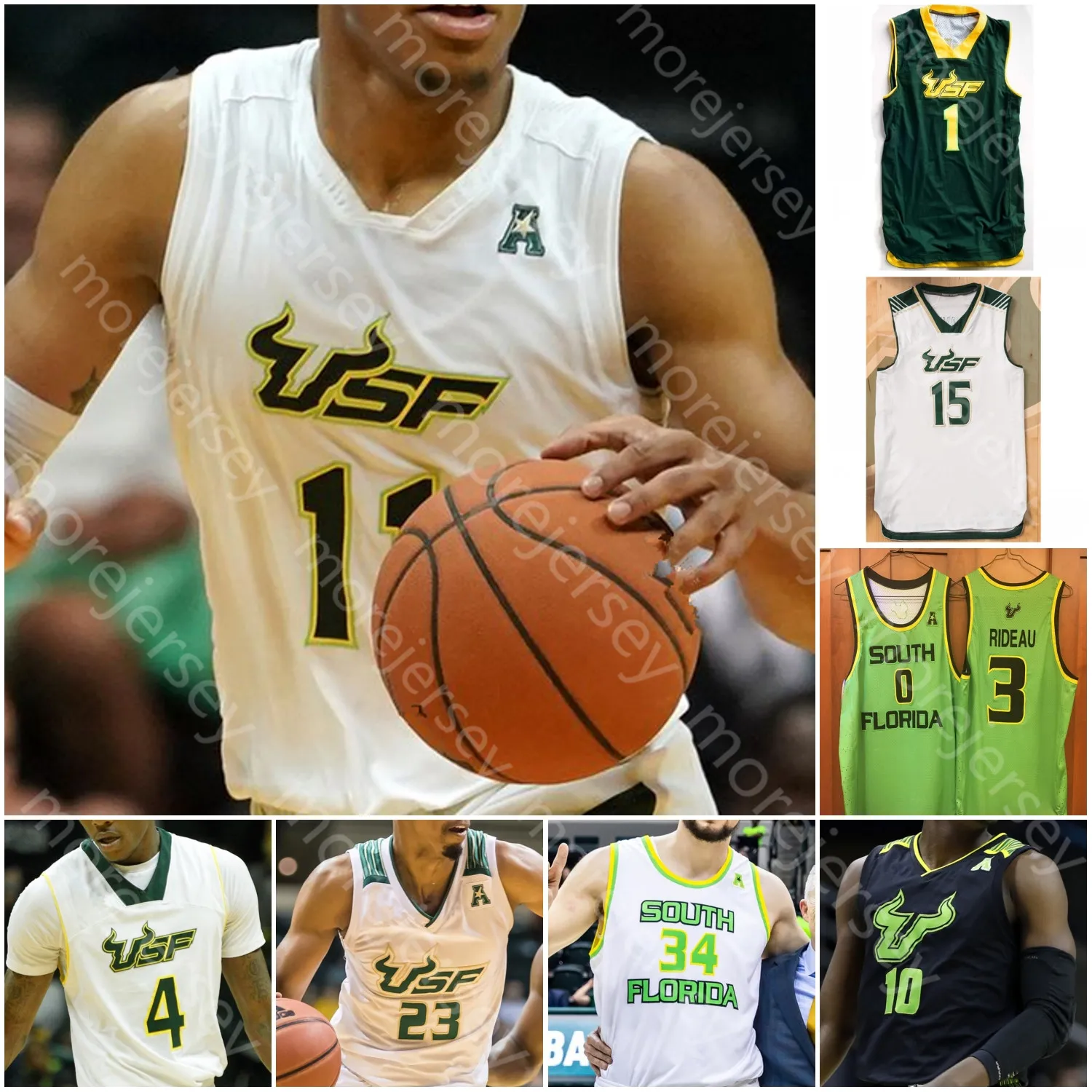 Aangepaste Zuid-Florida Usf basketbaltrui Ncaa College Atkins Corey Walker Jr. Russel Tchewa Jamir Chaplin Caleb Murphy Sam Hines Jr.