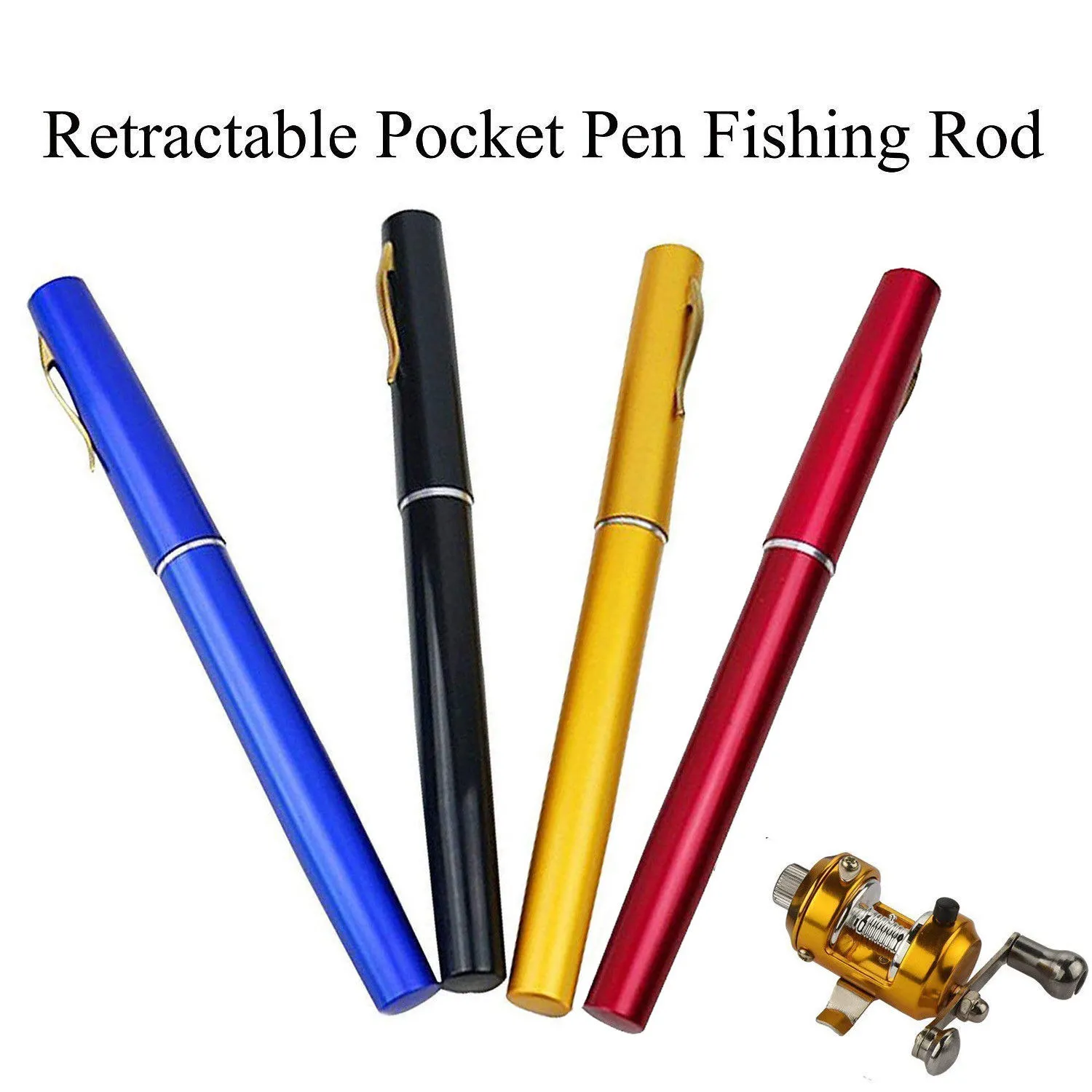 Fishing Rod Reel Set Mini Portable Pocket Aluminum Alloy Pen Fishing Rod And Reel Combo 4 Colors