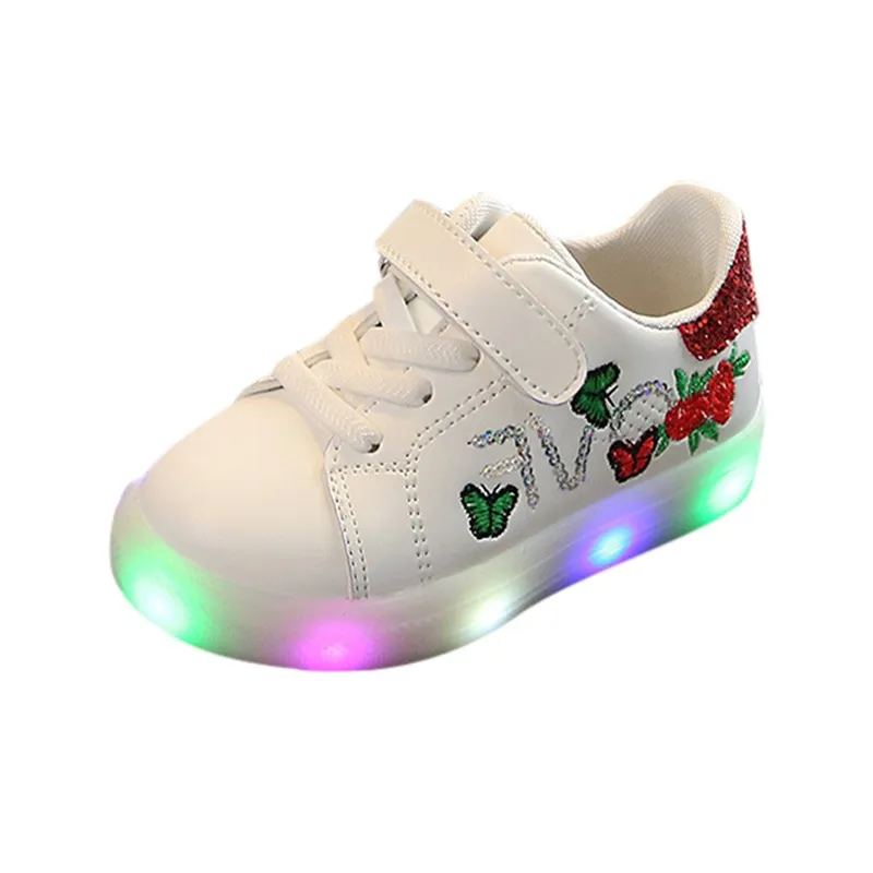 Barn glödande lysande sneakers för flickor USB -laddningskorg ledde småbarn barnskor med ljus upp casual pojkar belysning sula