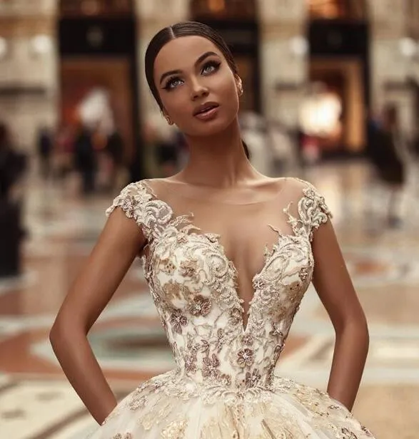 Boho Beach Wedding Dress 2019 African Lace Ballroom Wedding Gowns With Illusion Cap Sleeves Buttons Back And Illusion Back Robe De Mariee From Manweisi 141.21 DHgate.Com