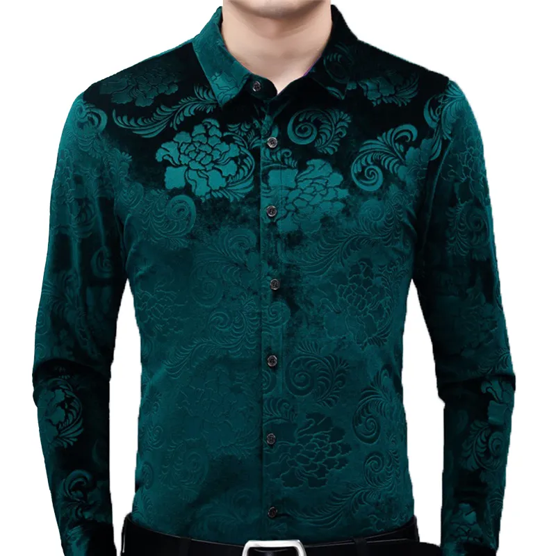 PARKLEES Mens Green Velvet Floral Embossed Dress... From Tiguan, $19.17 |  DHgate.Com