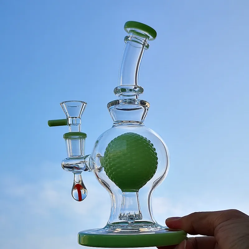 Newest Heady Glass Bong Showerhead Perc Hookahs Glass Water Pipe Ball Style Oil Dab Rigs Green Purple Thick Bongs 14mm Joint With Bowl XL-1971