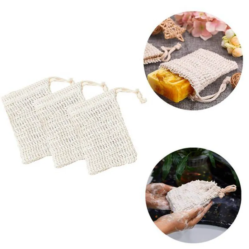 Bolsa de jabón de sisal para baño de ducha, bolsa de jabón de Sisal Natural, funda protectora exfoliante, 50 Uds.1215n