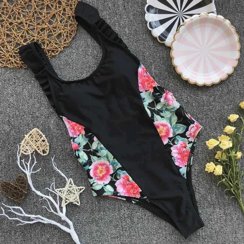 Sexy One Piece Swimsuit Push Up Swimwear Kobiety Wzburzyć Monokini Elastyczne Talia Ramię Swimsuit Body Kostium kąpielowy Wear Swim