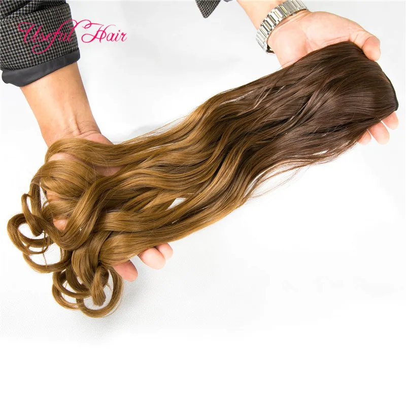 Brown Blonde Synthetic Caramel Blonde Hair Extensions 5 Clips