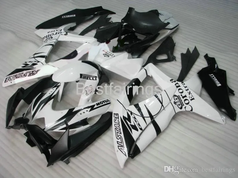 SUZUKI GSXR600 için Siyah Beyaz OEM Fairing Kit GSXR750 2008 2009 2010 Perşembe GSXR 600 750 08 09 10 Enjeksiyon Kalıplama CV55