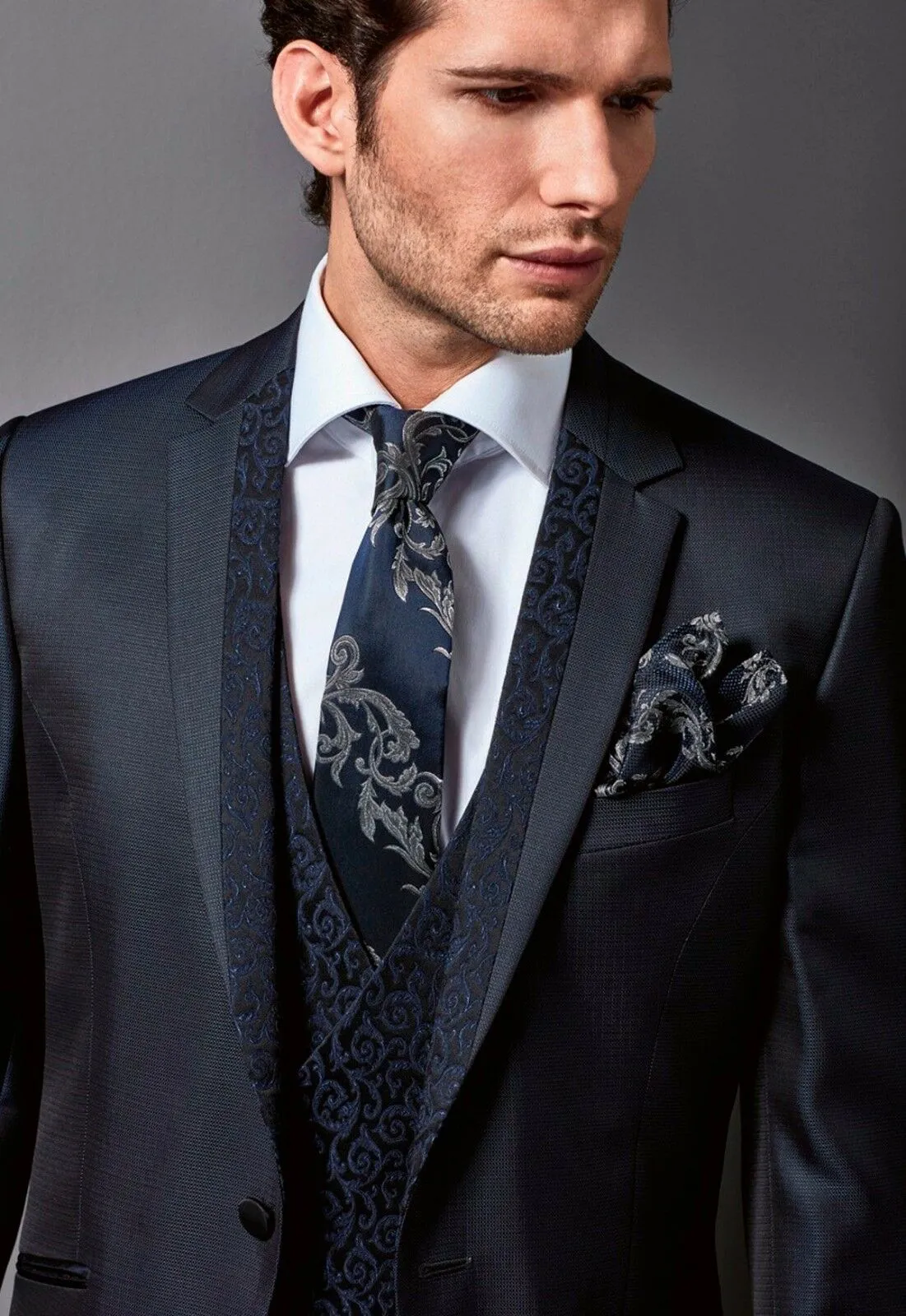 Buy Grey Black Wedding Suits for Men 3 Piece Wedding Tuxedo Suits Groom  Suits Men's Clothing Online in India - Etsy