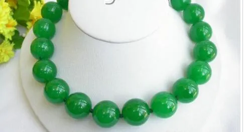 gezonde ronde natuurlijke groene jade ketting 16 mm 18''