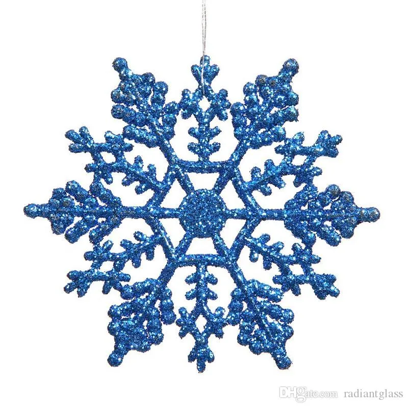 Enfeites de Natal Floco De Neve Flores Decorativos Grinaldas Colorido Glitter 4 "Plástico Snowflakes Club Pack 12 Decoração Interior