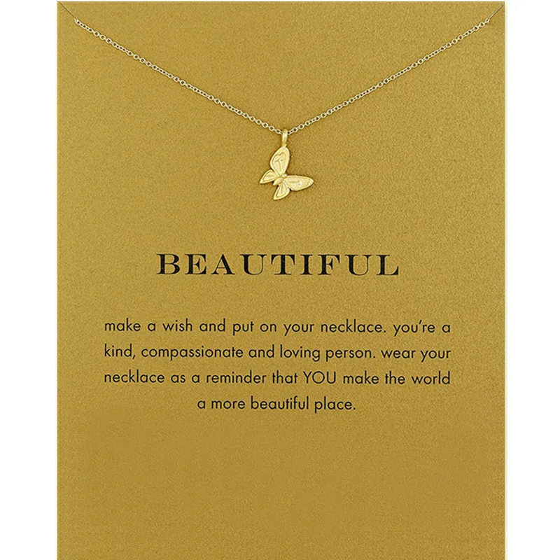 カードステートメントネックレスビンテージチョーカーネックレスペンダントチャーム女性フレンドギフトGood Luck Butterfly Charm Neckleacesファッションジュエリー