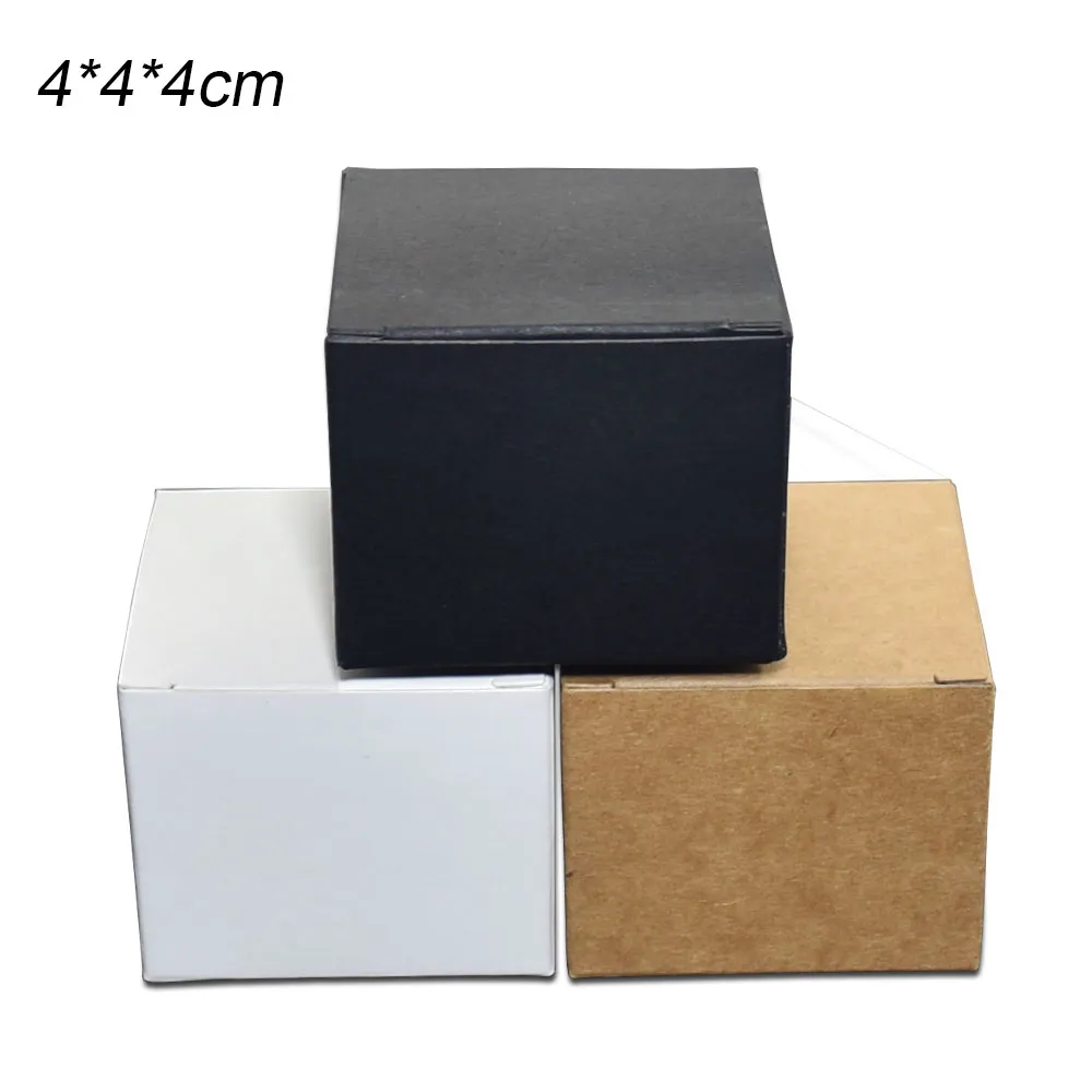 4x4x4cm 3 색 Kraft 종이 포장 상자 Foldable 얼굴 크림 포장 판지 상자 보석 선물 DIY 패키지 상자 100pcs / lot
