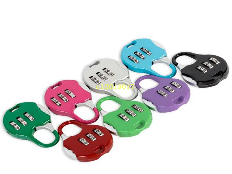 free shipping Color Mini Padlock For Backpack Suitcase Stationery Password Lock Student Children Security Metal Cartoon Padlock