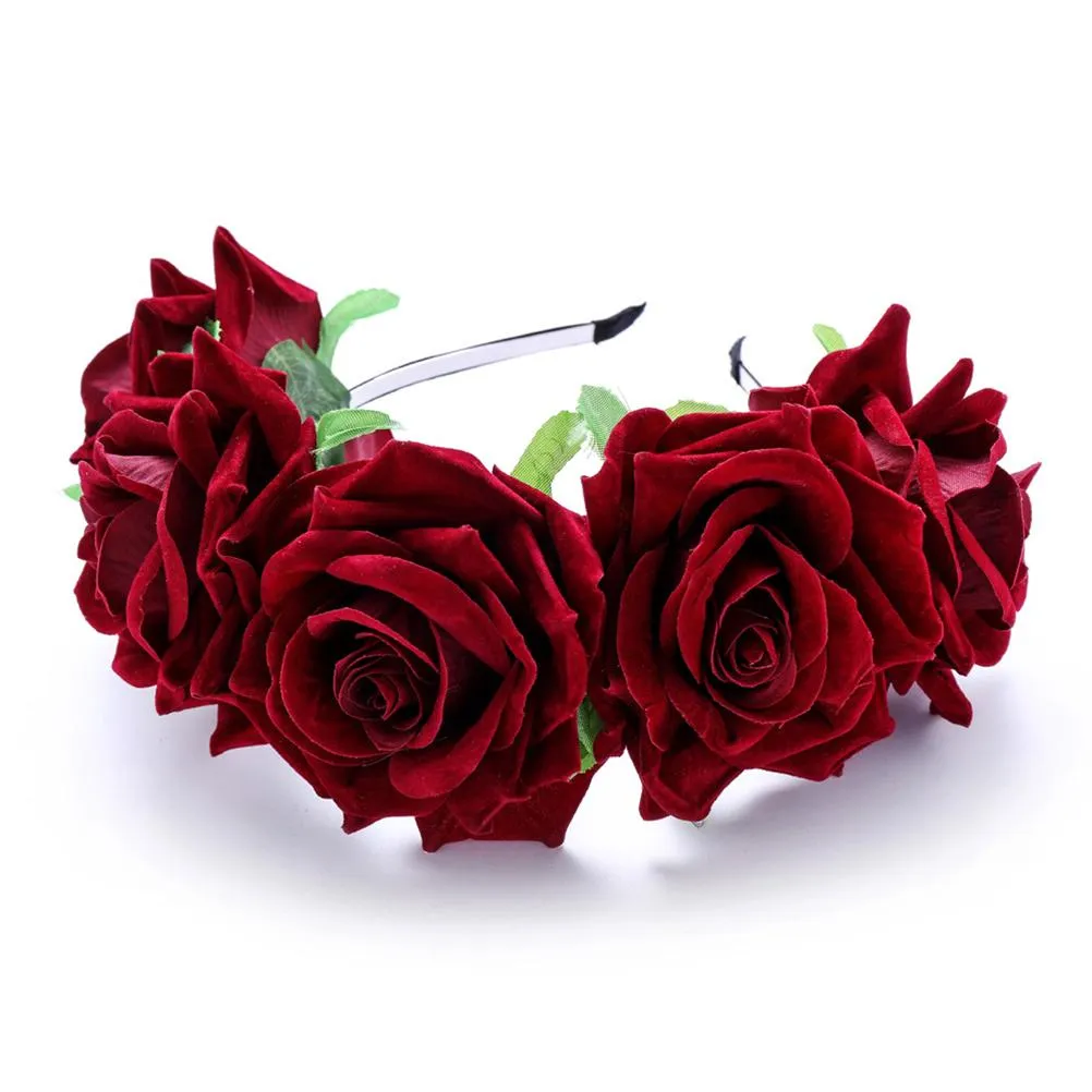 Fascia per capelli con rose messicane, per feste di Halloween, accessorio per costume bohémien, festival, matrimonio, copricapo da sposa