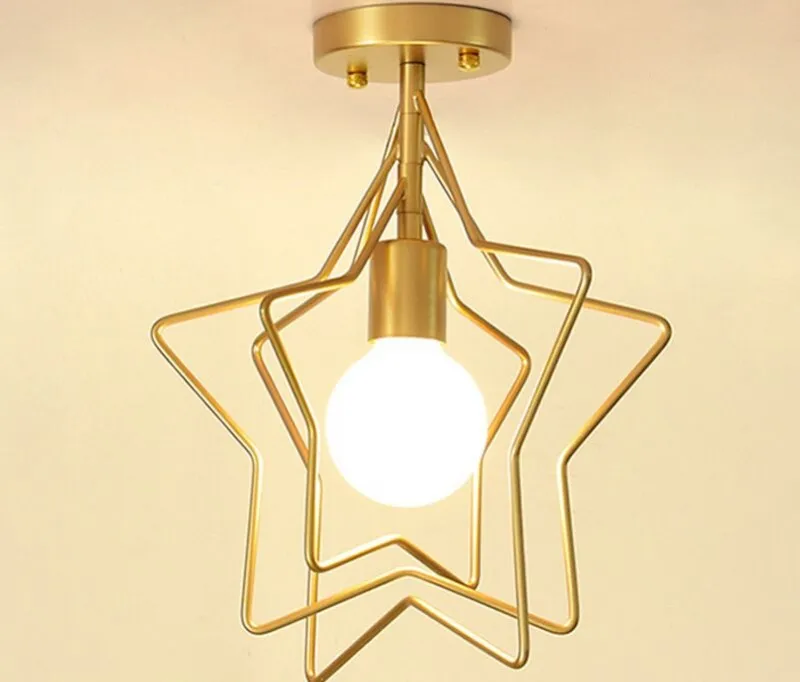 Creativo pentagramma ferro vento industriale plafoniera cerchio retrò E27 nero/oro lampada da soffitto per ristorante bar caffetteria MYY