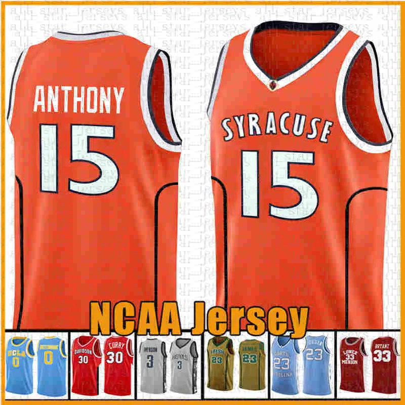 Orange herr Carmelo 15 Anthony Syracuse Baskettröja NCAA University 21 Rui Gonzaga Bulldogs Hachimura Broderi ACDR