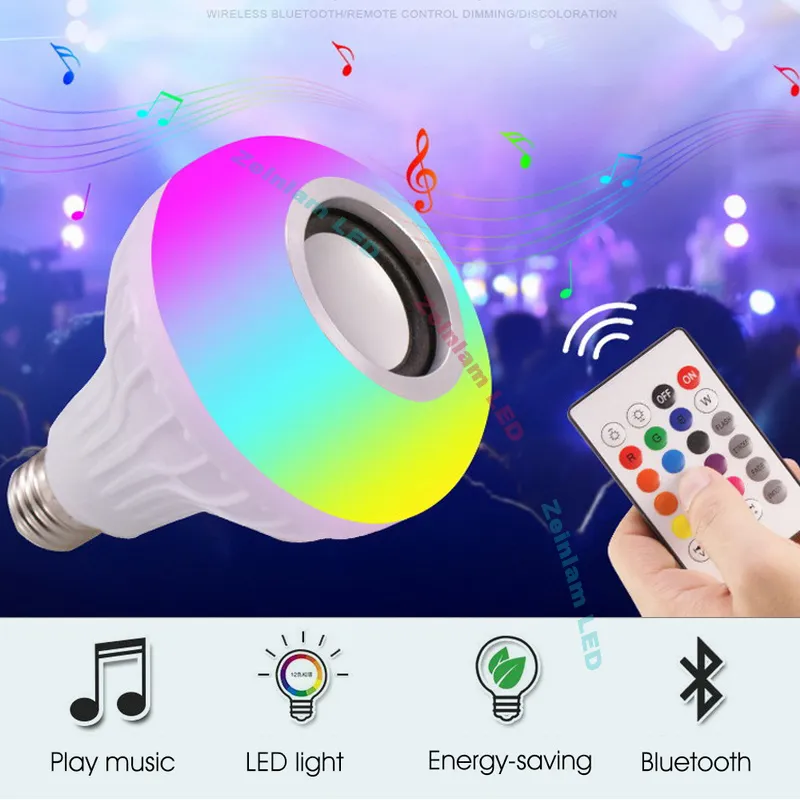 Uzaktan 24 Keys Kumanda LED akıllı ampul RGB Kablosuz Bluetooth Hoparlör Ampul Lamba Müzik Çalma Dim 12W Müzik Çalar Ses