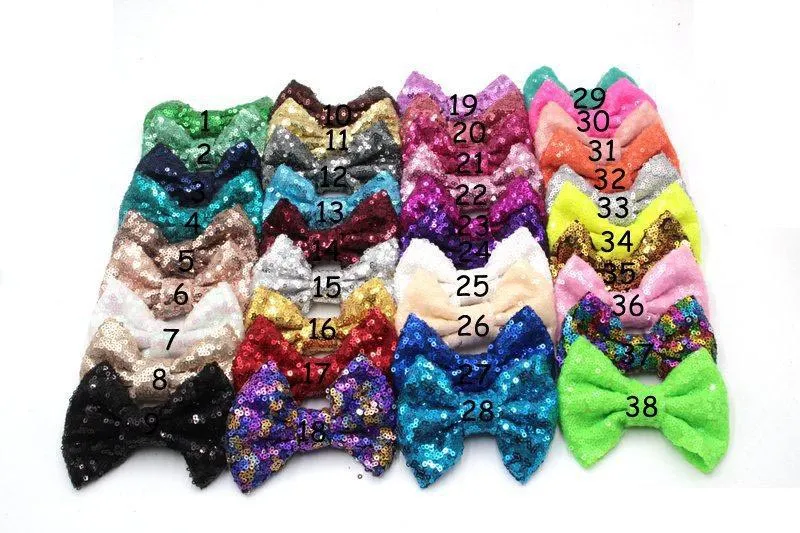 38 colori 4 pollici fiocco con paillettes accessori per fasce fai da te Baby Boutique fiocchi per capelli senza coccodrillo per ragazze