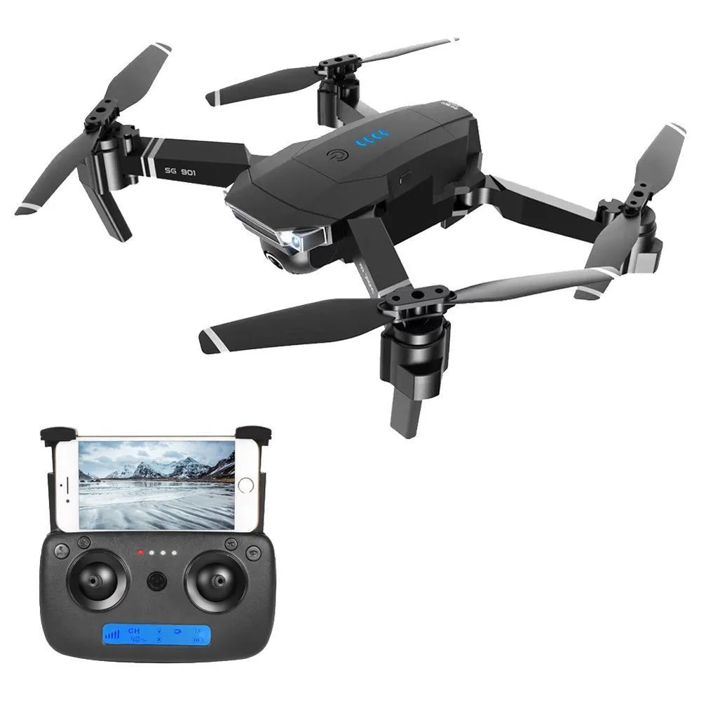 Drone RC pieghevole ZLRC SG901 YUE 4K WIFI con telecamera grandangolare regolabile Posizionamento del flusso ottico RTF - Nero