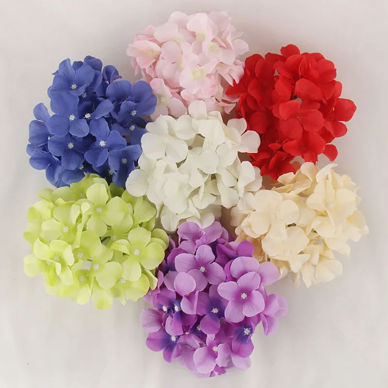 웨딩 파티 생일 장식 홈 장식을위한 인공 실크 꽃 수국 다채로운 꽃