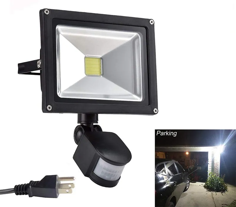 PIR Infraröd rörelsesensor LED Floodlight 85-265V 10W 20W 30W 50W 100W COB IP65 LED Flood Light for Garden LED Spotlight Outdoor