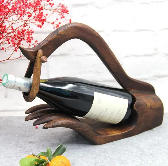 High-end wood wine rack decoration simple living room decoration creative hotel club wine rack