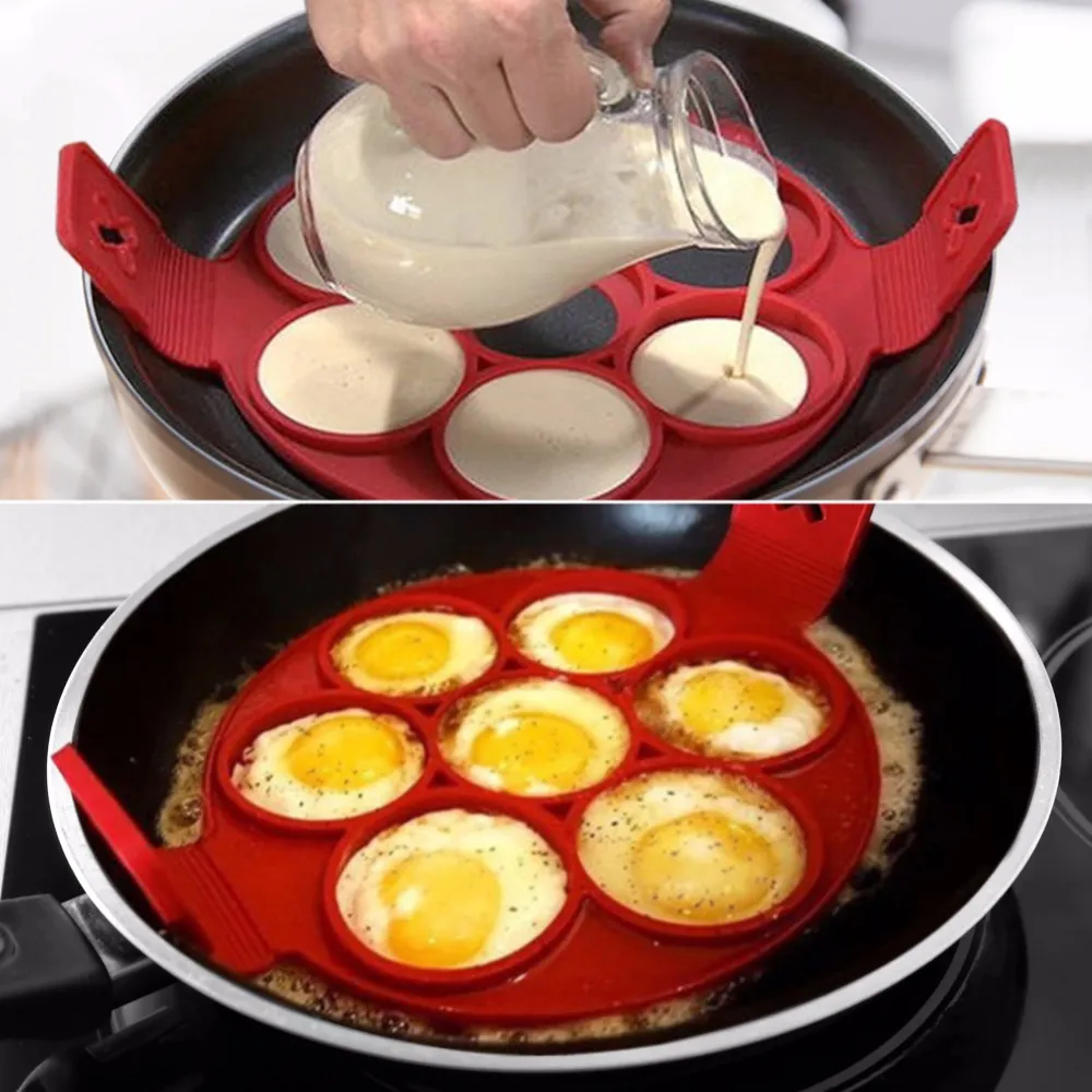 Moule à Crêpes Et œufs En Silicone Antiadhésif Rouge - Neuf Sous Blister - Ustensile Cuisine