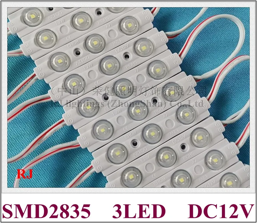 Modulo LED a iniezione SMD 2835 DC12V Modulo LED SMD2835 3 led 1.2W 150lm IP65 PCB in alluminio 70mm X 15mm X 7mm CE ROHS 2019 CE ROHS