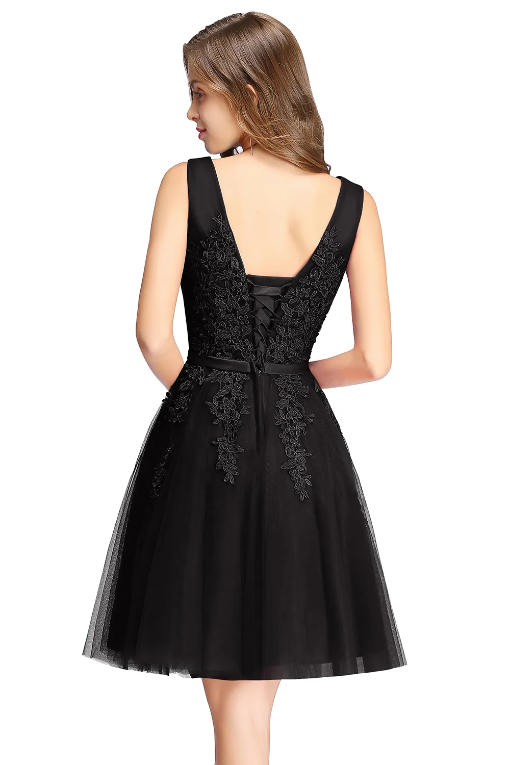champagne lace bridesmaid dresses short Long Sleeves Short Champagne Lace Prom Dresses, Short Champagne Lace F –  jbydress main image 0