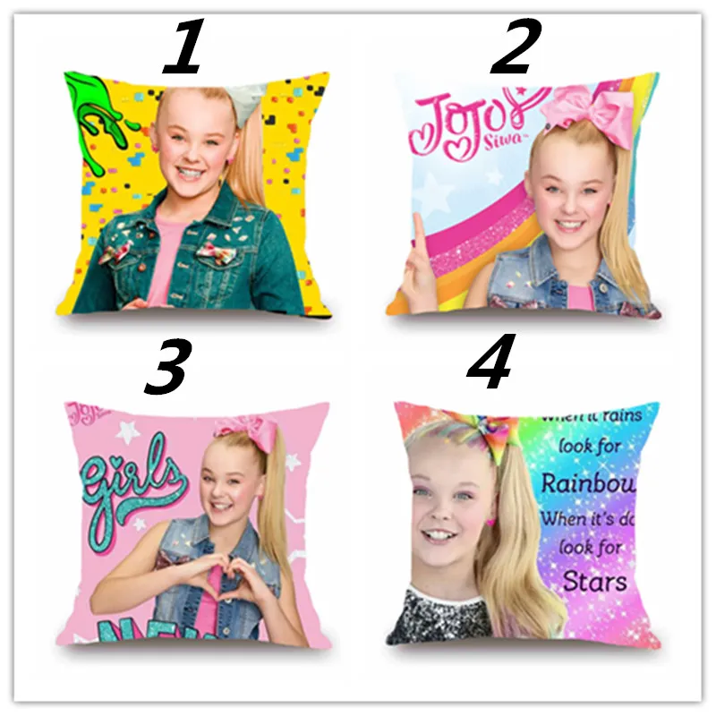 The Little Cute Girl Jojo Siwa JOJO SIWA Happy Pink Girl Printed Polyester Throw Pillow Cover Sofa Home Decor Pillowcase