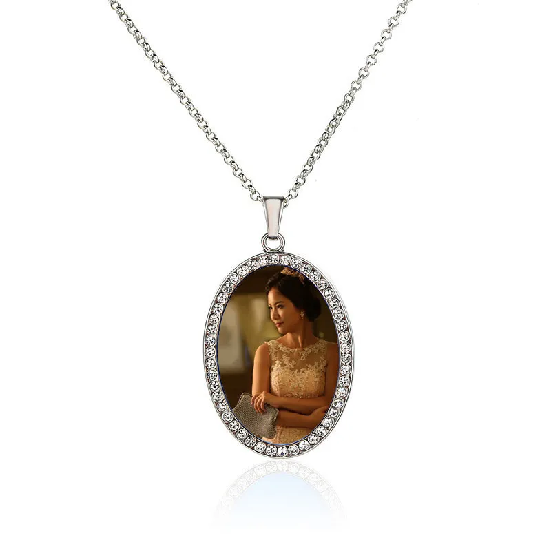colliers blanc sublimation pendentifs avec la mode de forage ellipse femmes ovale en forme de bijoux collier pendentif nouvelle arrivée