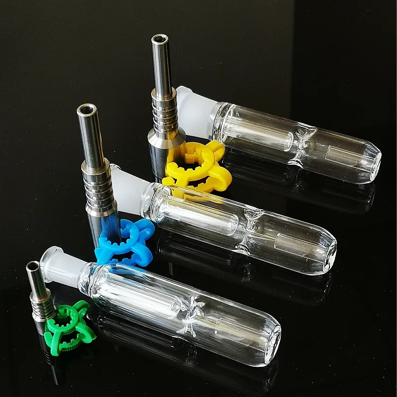 Mini coletores de vidro Nector Kit WAX Oil Dab Rigs com ponta de titânio Keck Clip de plástico Nector Collector Kits 10mm 14mm 19mm Joint NC09